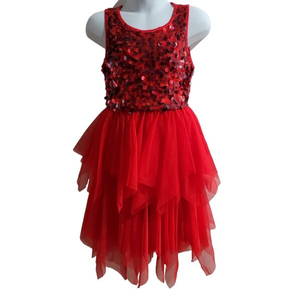 Cat and Jack Red Sequined Girls Dress - Picture 1 of 5